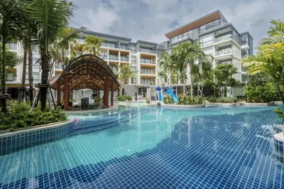 a swimming pool at a resort with a gazebo at Wyndham 2229 Naiton Beach Studio Forrest View in Phuket Town