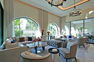 a living room with couches and chairs and windows at 1BR Apartment with Mountain View near Bang-Tao Beach CapitalPro in Bang Tao Beach