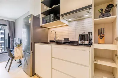 a kitchen with a sink and a counter top at Tropical studio Luxury Amenities and Pool in Bang Tao Beach