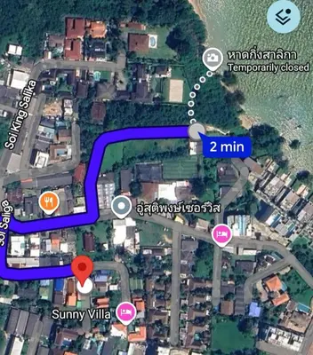 a map showing the approximate location of a property at Soi Saliga in Rawai Beach