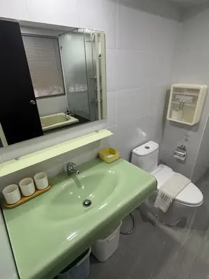 a bathroom with a green sink and a toilet at Smily Phuket Patong Sea View in Patong Beach