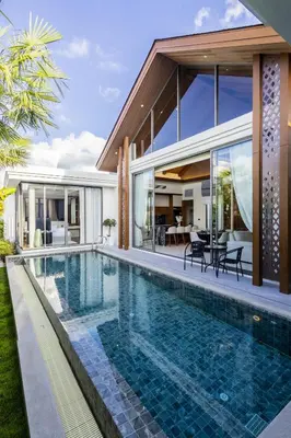 an image of a swimming pool in a house at Villa The Ozone in Ban Thalat Choeng Thale