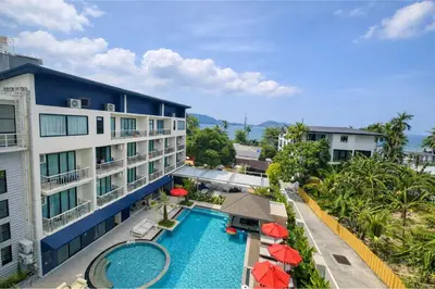 an aerial view of a hotel with a swimming pool at Aqua Maya Phuket in Patong Beach