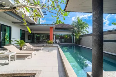 an image of a house with a swimming pool at BangTao 3 Bedrooms Bali Tropical Pool Villa Quiet Private Space Guest Preferred in Bang Tao Beach