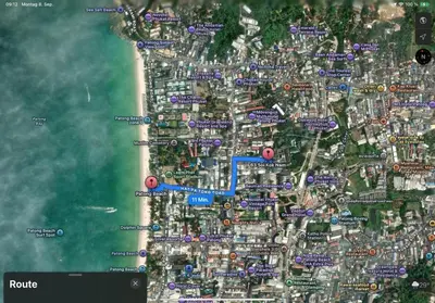 a map of a city with red dots at Apartment in Patong Beach in Patong Beach