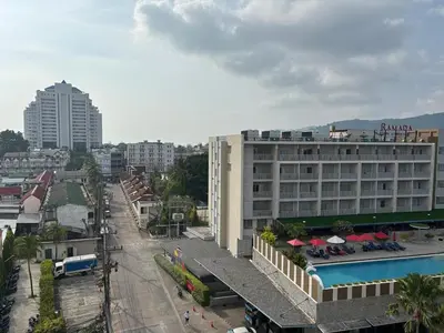 a view of a city with a hotel and a pool at Apartment in Patong Beach in Patong Beach