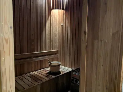 a small sauna with a pot on a stove at 2BR Apt 2510 Gem Resort near Bangtao Beach in Bang Tao Beach
