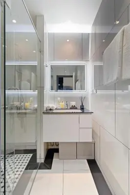 a white bathroom with a sink and a shower at Studio with a terrace in The Title Legendary in Bang Tao Beach