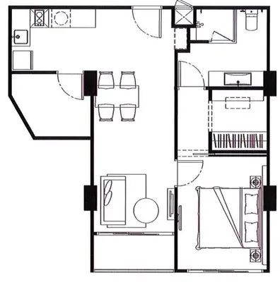 a drawing of a floor plan of a house at Suite With Sea View By Mida Grande Resort in Ban Lum Fuang