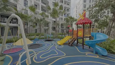 a playground in a city with a play equipment at Cozy Apartment 1 km to Bangtao beach in Bang Tao Beach