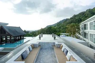 a view of the infinity pool at the resort at Seavale patong phuket in Patong Beach