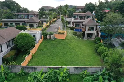 an aerial view of a yard of houses at Ocean-View 3-Bed Villa Retreat - Ao Yon Hillside in Ban Ao Makham