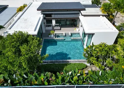 an aerial view of a house with a swimming pool at Andara Ao Nang Pool Villa in Ao Nang Beach