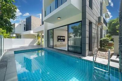 an image of a swimming pool in a house at Friendly Lux 5 Bedroom Villa Laguna park in Laguna Phuket