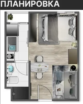 a floor plan of a small apartment with a bedroom at VIP Great Hill Airport in Nai Yang Beach