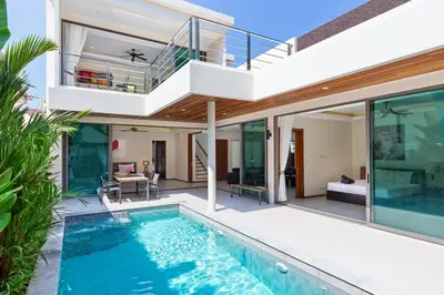 an image of a house with a swimming pool at Tropical 4 BR Pool Villa Mika in Rawai Beach