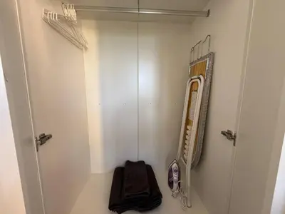 a walk in shower with a towel in a room at FAMILY HOMES Mai Khao Poolside Studio CB-845 Near Sirinat Park in Ban Mai Salae
