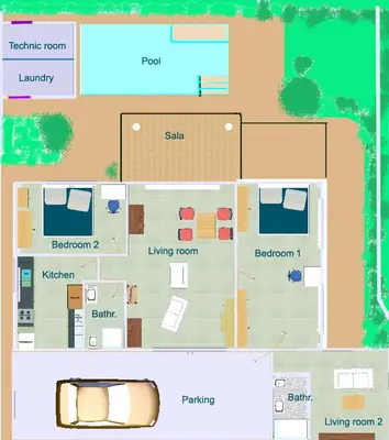 a drawing of a floor plan of a building at Lai Thai Villa 4 in Rawai Beach