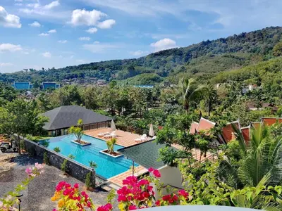 an aerial view of a villa with a swimming pool at 1 Bedroom Villa - 2 Minutes to Nai Harn Beach A103 in Rawai Beach