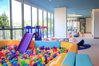 a childrens play room with a bunch of balls at The Sunshine Beach studio with a great view in Layan Beach