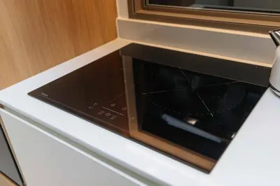 a microwave oven with its door open in a kitchen at V293 Be the First! Brand New Elite Pool Villa in Ban Thalat Choeng Thale