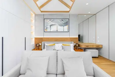 a living room with a couch and a table at V293 Be the First! Brand New Elite Pool Villa in Ban Thalat Choeng Thale