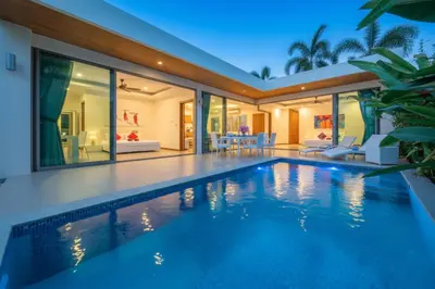 a swimming pool in a villa with a house at 2BR Pool Villa Kate - KA Villas near Rawai Beach in Rawai Beach
