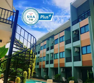 a rendering of the exterior of the slsa plus hotel at Phuket Airport Place in Nai Yang Beach