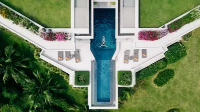 an aerial view of a pool in a villa at Villa Leelawadee in Por Bay