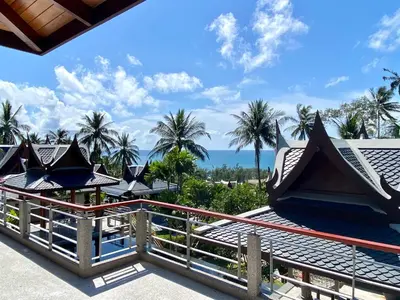 a view of the ocean from the roof of a resort at Luxury Seaview Villa Surin Beach Phuket in Surin Beach