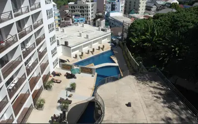 an overhead view of a building with a courtyard at BeststayinPhuket Mountain Poolviews in Patong Beach