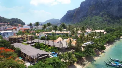 an aerial view of a resort next to a beach at Vacation Village Phra Nang Inn - SHA Extra Plus in Ao Nang Beach