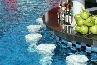 a pool of water with ice and green fruit in it at Red Ginger Chic Resort in Ao Nang Beach