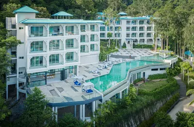 an aerial view of a hotel with a swimming pool at Krabi Tipa Resort in Ao Nang Beach
