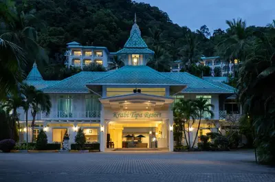 a view of the front of a resort at night at Krabi Tipa Resort in Ao Nang Beach
