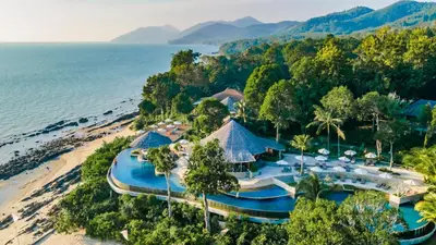 an aerial view of the resort and the beach at Koh Yao Yai Village in Ko Yao Yai