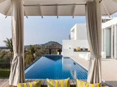 a swimming pool in a villa with a view at Sammasan Seaview Villa by Elite Havens in Surin Beach