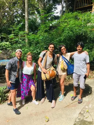 a group of people posing for a picture at Sea View Bungalow in Phi Phi Don