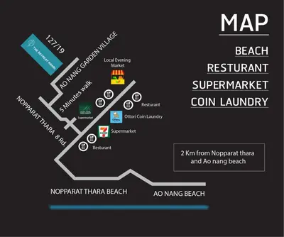 a map of the beach resort replenished supermarket laundry at The Retreat Ao nang Private Pool Villa in Ao Nang Beach
