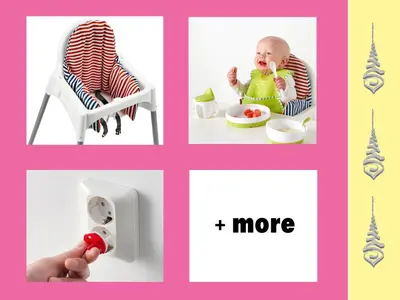 a collage of four pictures of a baby eating food at Apt S104 Kamala Regent in Kamala Beach