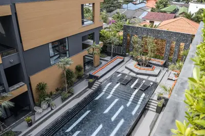 an overhead view of a house with a swimming pool at Glam Habitat - SHA Extra Plus in Kamala Beach