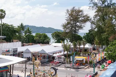 an aerial view of an amusement park with the water at Kokotel Phuket Patong in Patong Beach