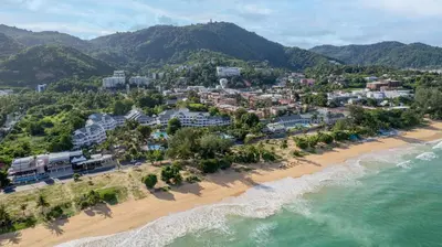 an aerial view of a resort on the beach at Thavorn Palm Beach Resort Phuket in Karon Beach