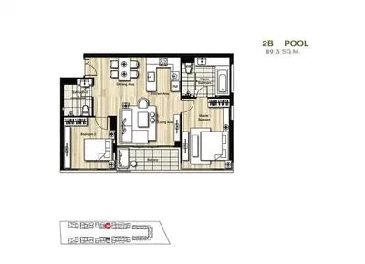 a floor plan of a building with at Luxury Oceanfront_pool access apartment in Mai Khao Beach