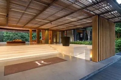 a lobby of a building with a r painted on the floor at Renaissance Phuket Resort & Spa in Mai Khao Beach