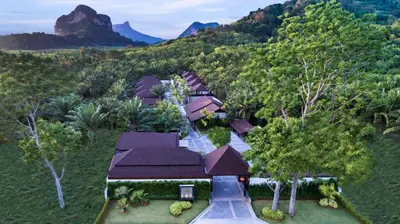 an aerial view of a house in the mountains at De Malee Pool Villas in Ao Nang Beach