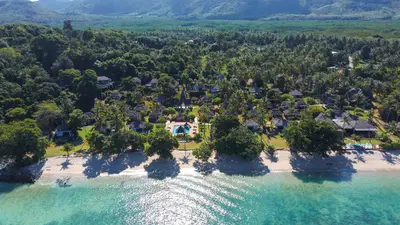 an aerial view of a resort on a beach at Elixir Resort Koh Yao Yai - SHA Plus in Ko Yao Yai