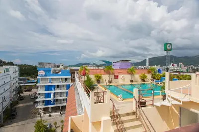 arial view of a hotel with a swimming pool at Thai Siam in Patong Beach