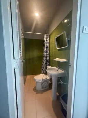 a small bathroom with a sink and a toilet at Uphill Cottage in Phi Phi Don