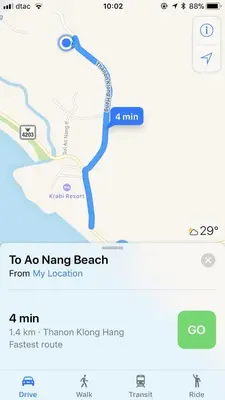 a screenshot of a cell phone with a map of a beach at The Sea Condo Cozy Private Room at Ao nang Krabi in Ao Nang Beach